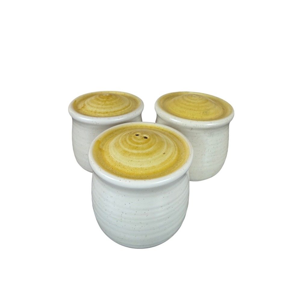 Vintage 1970s Franciscan Earthenware Hacienda Gold 3 PC Salt & Pepper Set